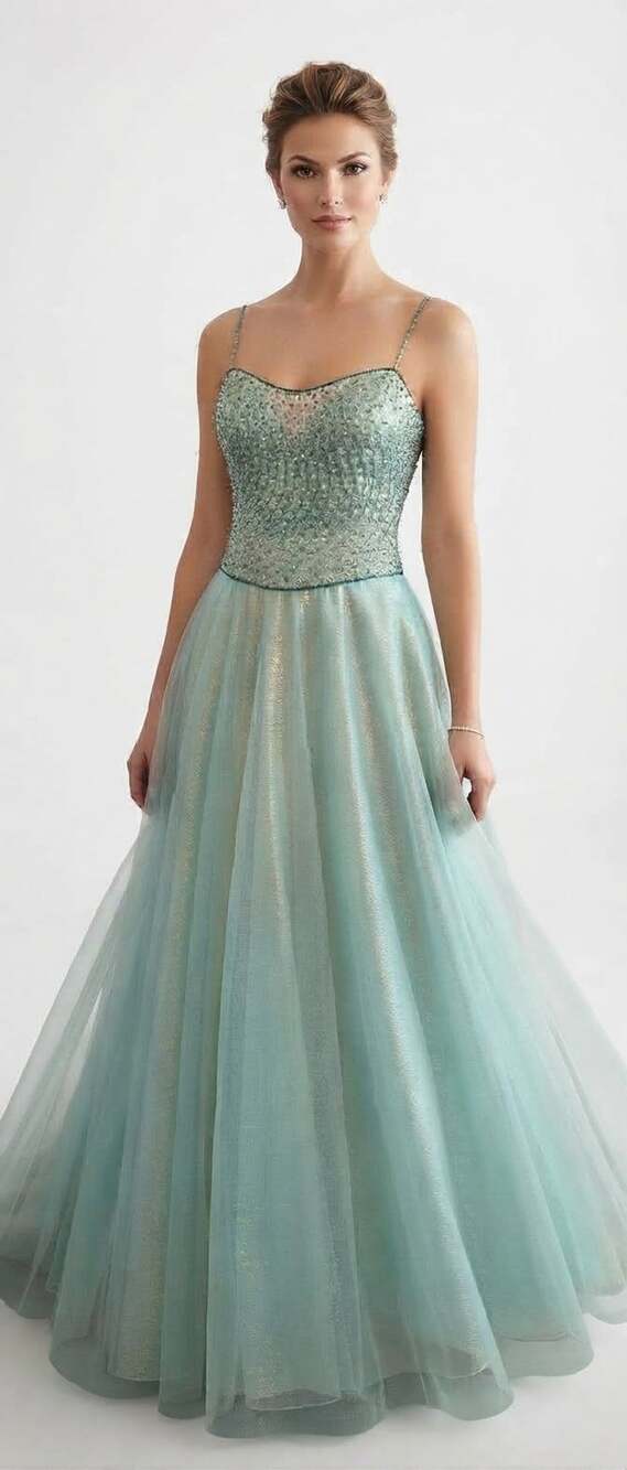 Precious Formals Beaded Bodice Tulle Ball Gown Prom Dress